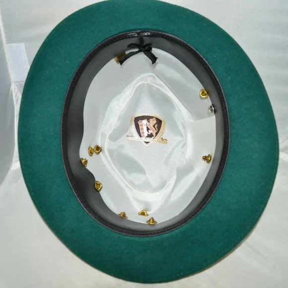 Green Wool Yodeler Alpine Fedora Hat with Pins - Picture 8 of 8